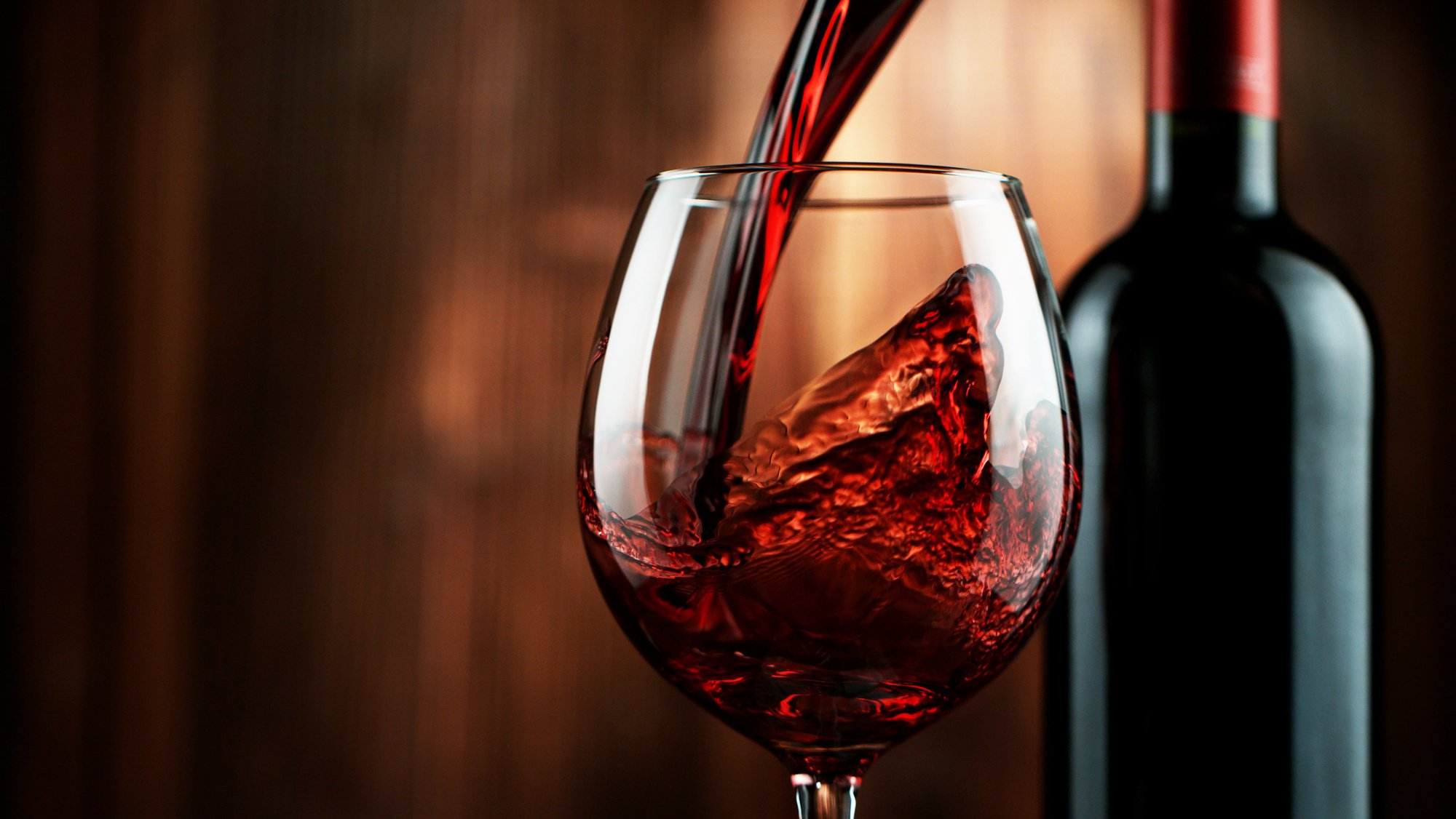 Red Wine Pouring into a Wine Glass 